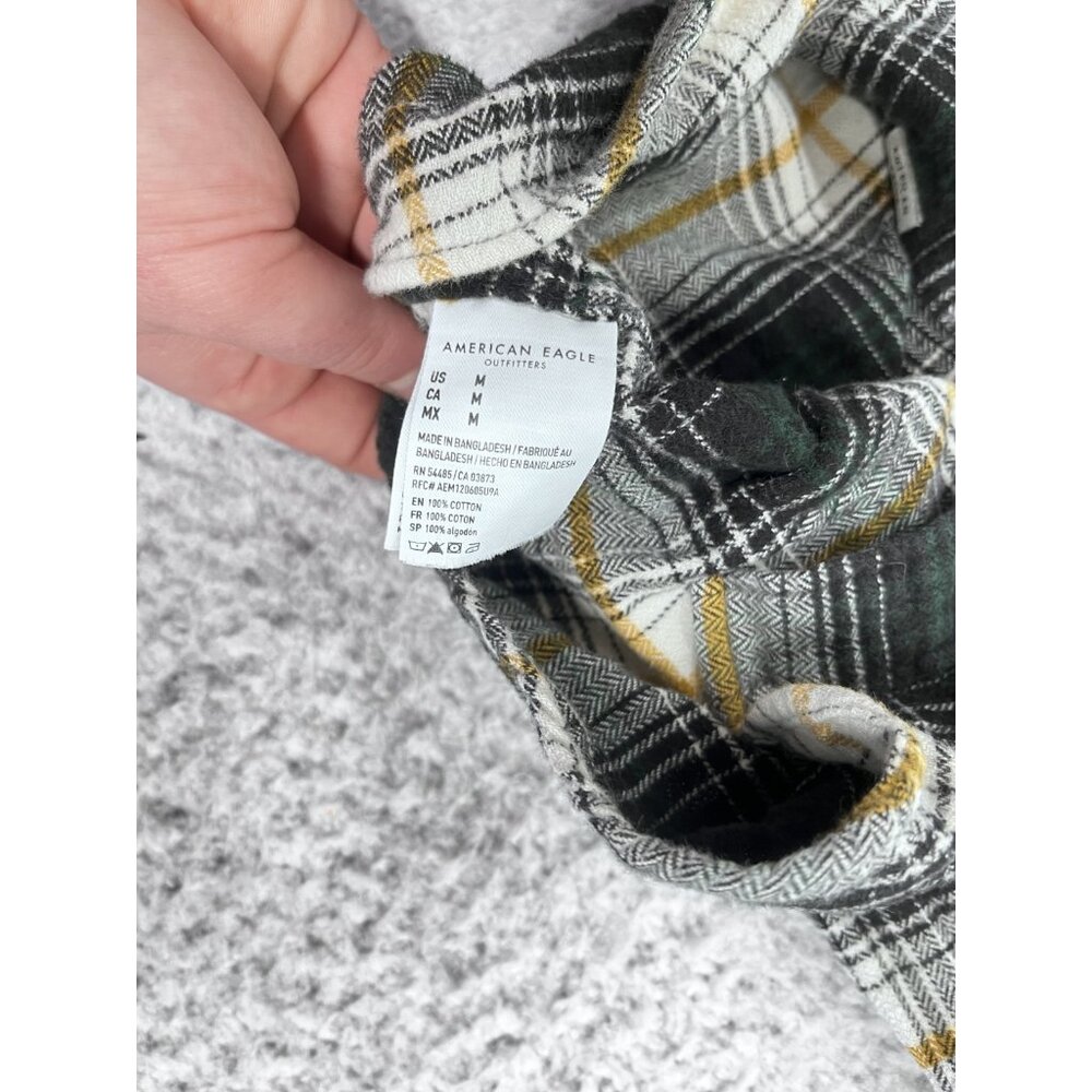 Women's American Eagle Super Soft Black Yellow Plaid Button Down Top Size M - Picture 6 of 8